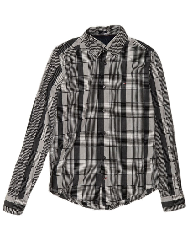 Мужская рубашка Tommy Hilfiger New York Fit XS серая в клетку из хлопка