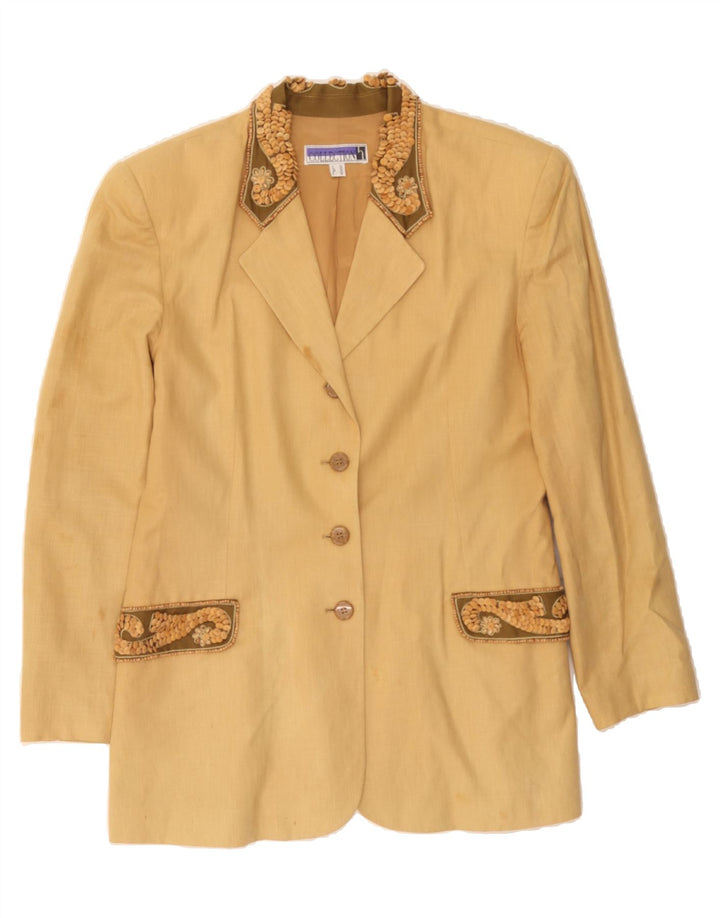 COLLECTION Womens 4 Button Blazer Jacket UK 14 Large Beige Linen Vintage Collection and Second-Hand Collection from Messina Hembry 