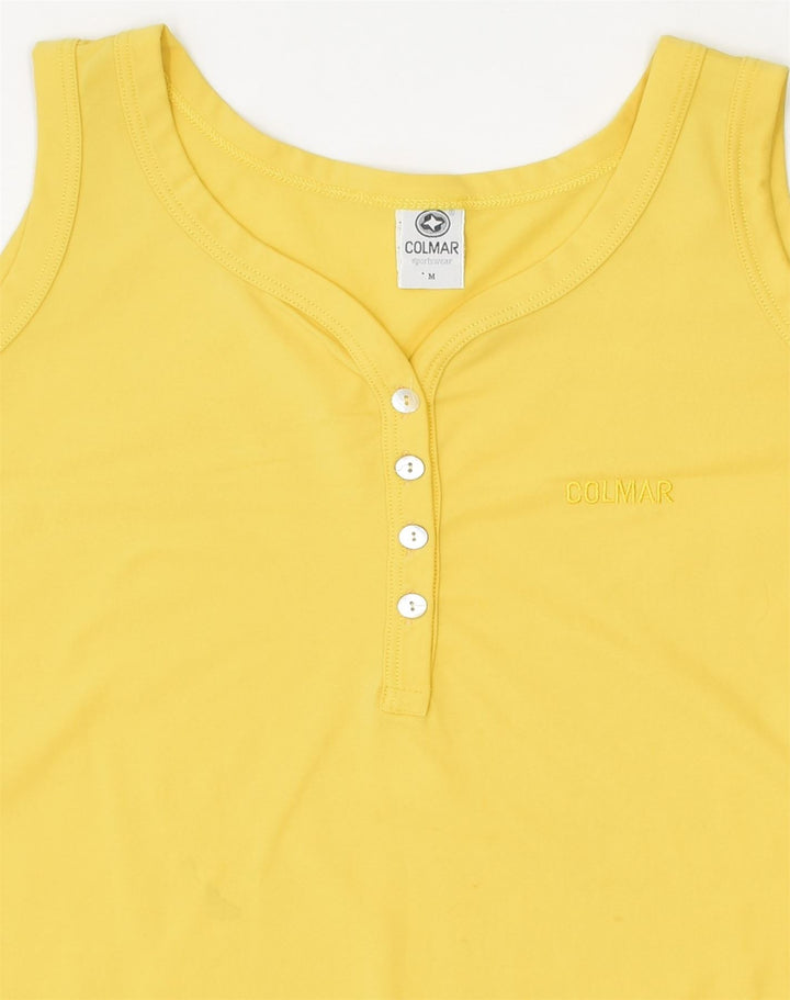 COLMAR Womens Vest Top UK 12 Medium Yellow Polyamide | Vintage Colmar | Thrift | Second-Hand Colmar | Used Clothing | Messina Hembry 