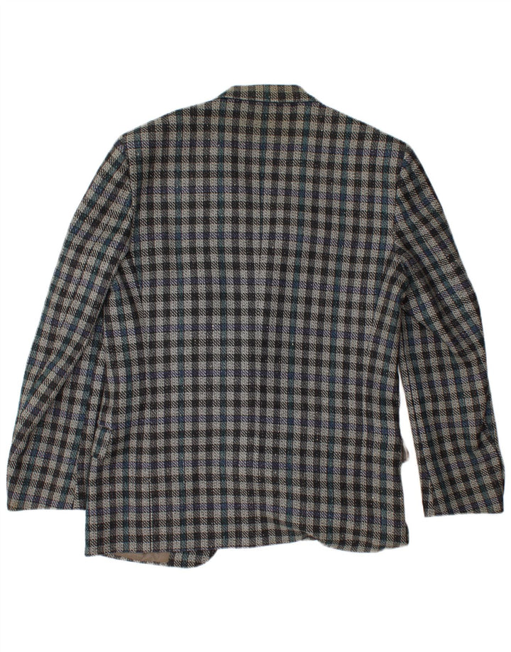 VALENTINO Мужской пиджак на 2 пуговицах IT 50, большая синяя клетка в клетку из натуральной шерсти