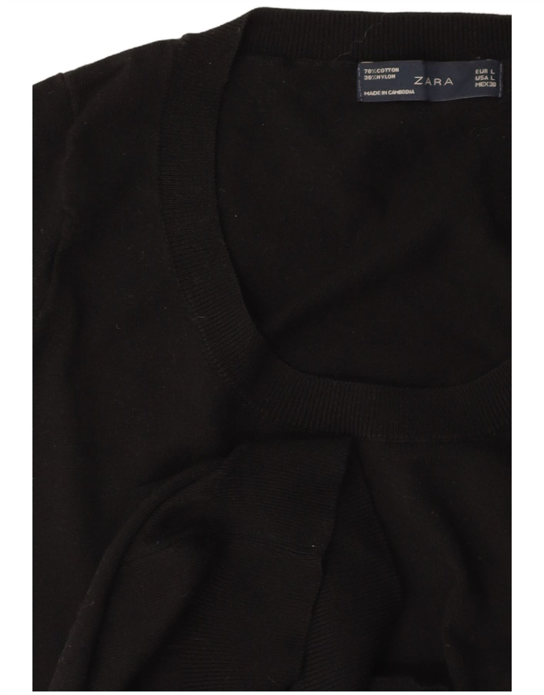 Женский укороченный джемпер с вырезом «лодочкой» ZARA, Великобритания 14, большой черный цвет