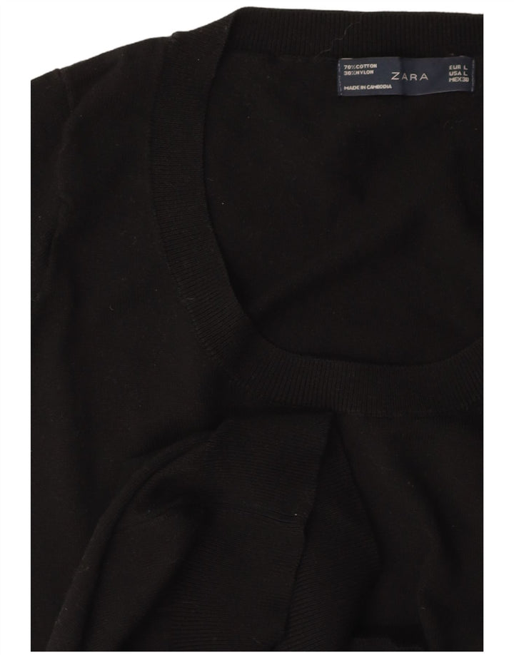 Женский укороченный джемпер с вырезом «лодочкой» ZARA, Великобритания 14, большой черный цвет