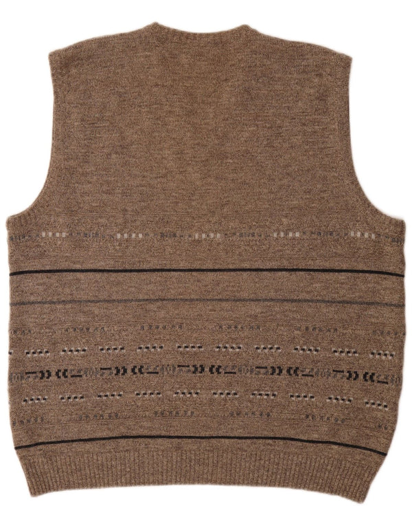 Canda Mens Vest Tank Top 2XL Grey Striped Acrylic