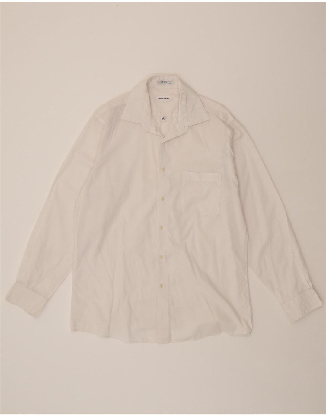 PIERRE CARDIN Mens Shirt Size 15/15 1/2 Medium White Cotton Vintage Pierre Cardin and Second-Hand Pierre Cardin from Messina Hembry 