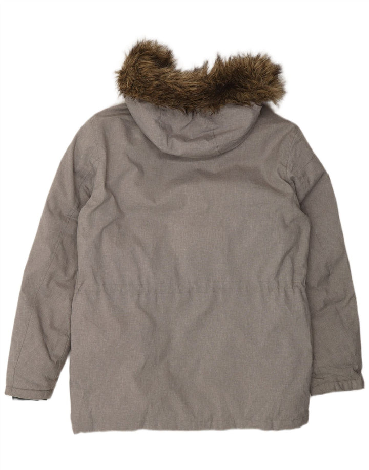 Мужская стеганая куртка Jack & Jones с капюшоном UK 40, большая серая, с цветными блоками