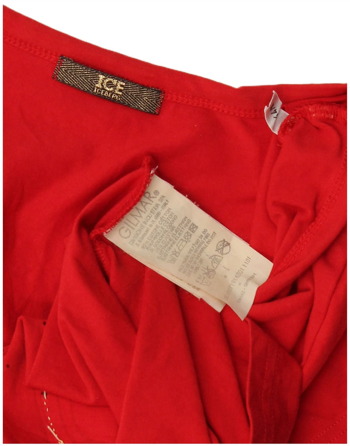 ICEBERG Женская футболка с рисунком Popeye Top UK 12 Средний Красный Хлопок