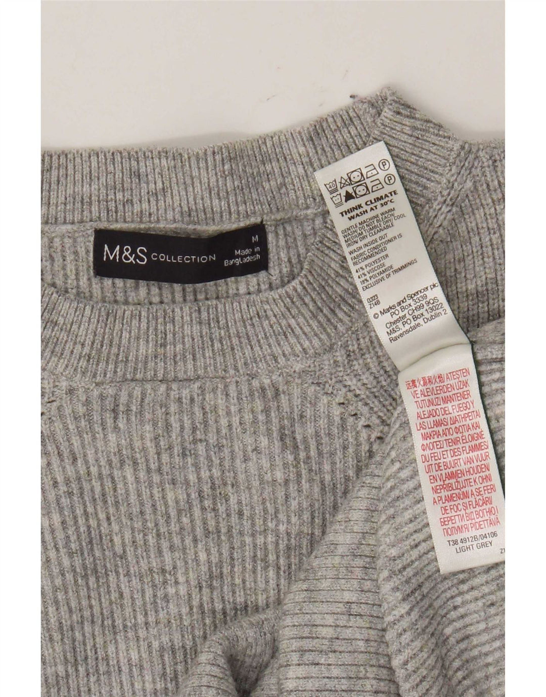 Женский джемпер с круглым вырезом Marks & Spencer UK 12, средний серый в крапинку