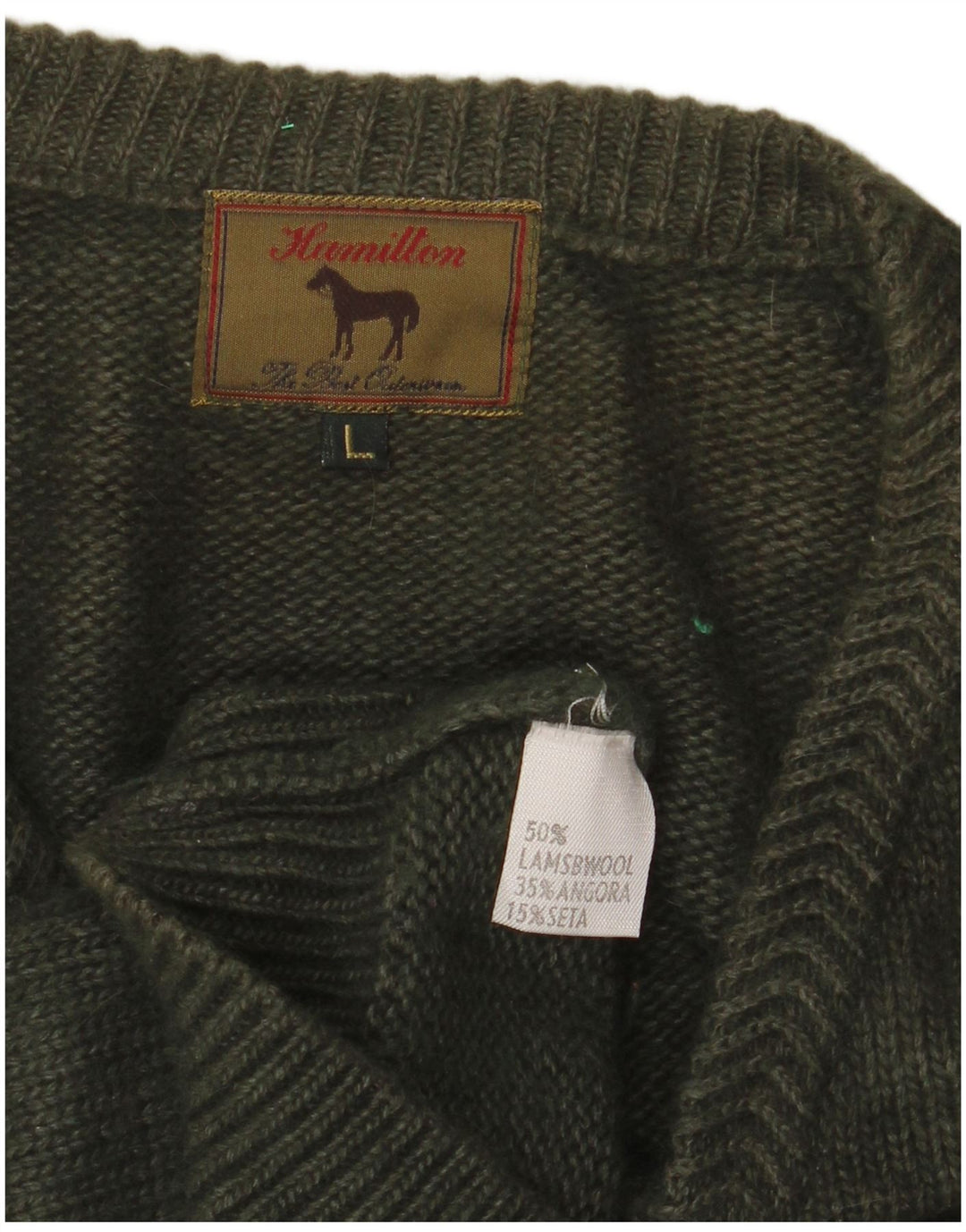 Мужской джемпер с v-образным вырезом HAMILTON, большой цвет хаки, овечья шерсть
