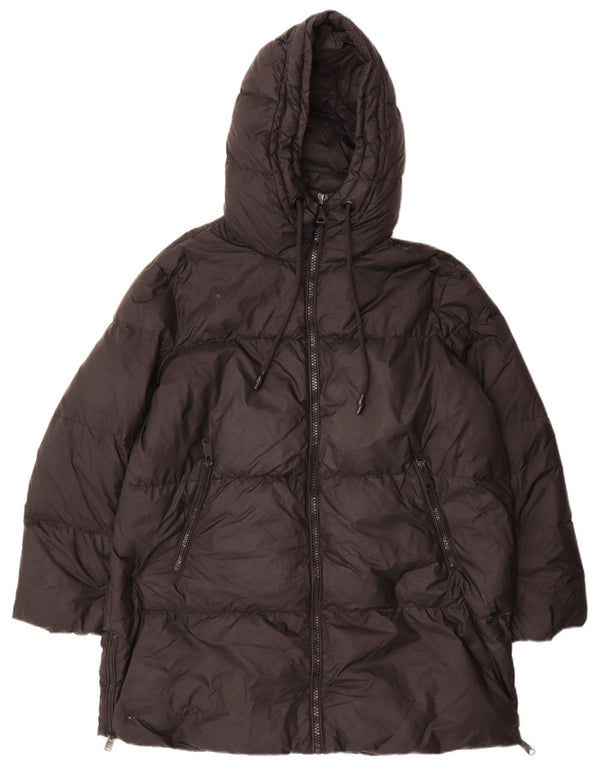 Женское длинное стеганое пальто с капюшоном Zara UK 10, маленькое черное из полиамида