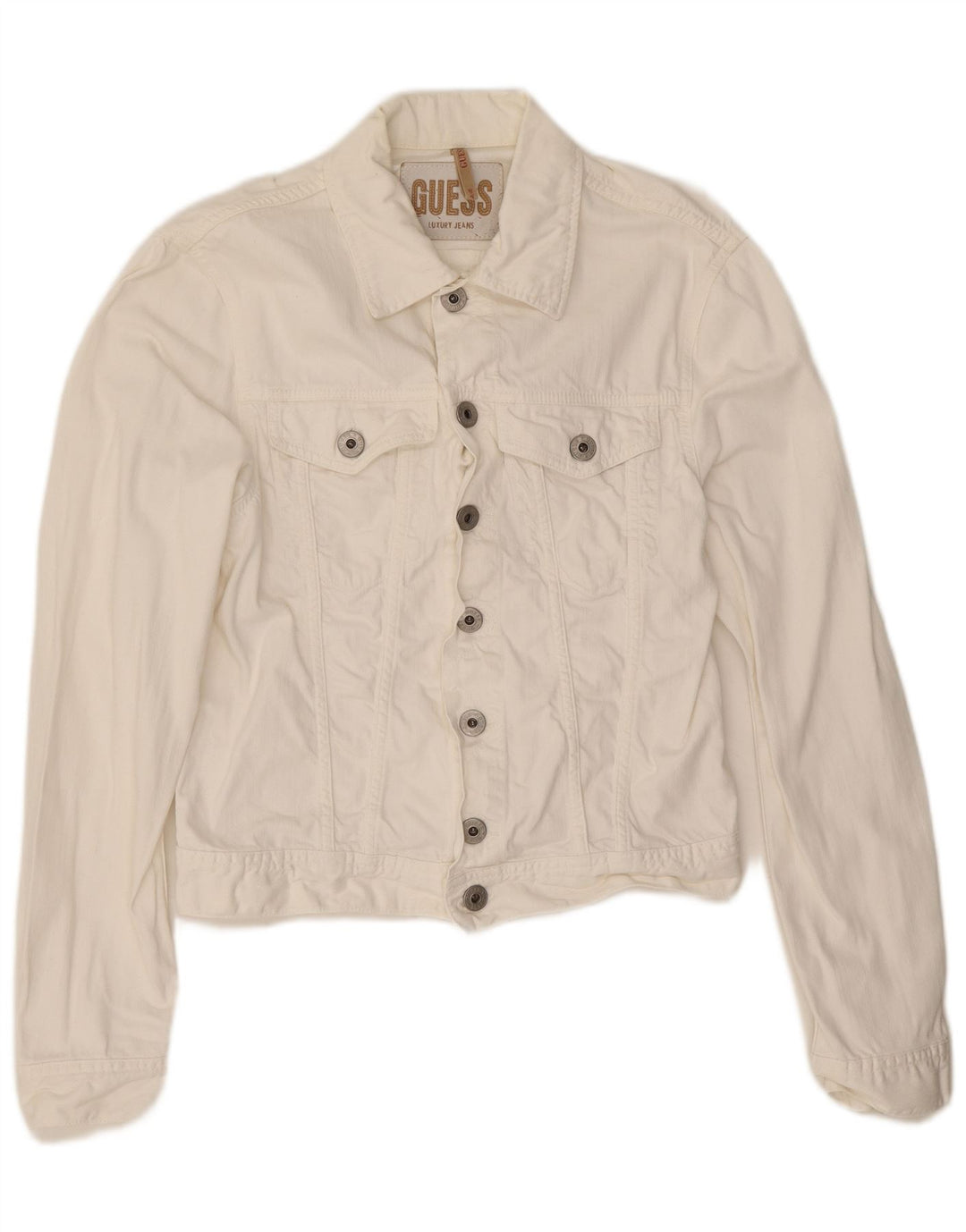 Женская джинсовая куртка Guess UK 14, средний белый хлопок, хлопок