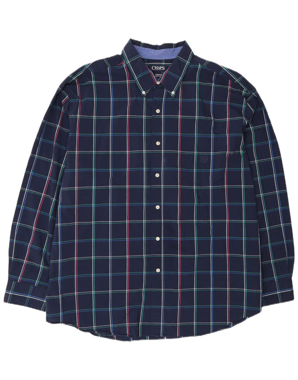 Мужская рубашка-стрейч Chaps 3XL, темно-синяя клетка, хлопок