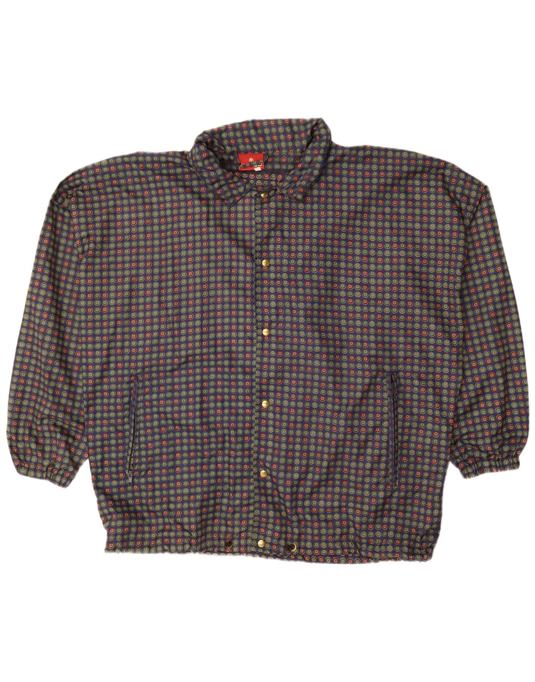 Мужской бомбер VINTAGE оверсайз UK 40, большой синий в горошек