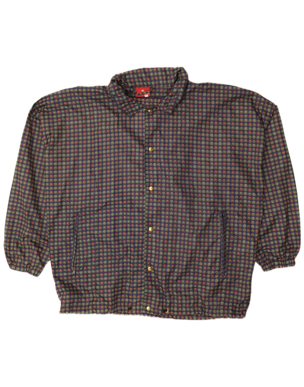 Мужской бомбер VINTAGE оверсайз UK 40, большой синий в горошек