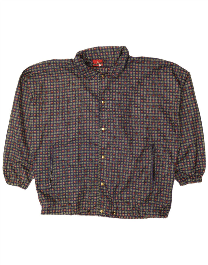 Мужской бомбер VINTAGE оверсайз UK 40, большой синий в горошек