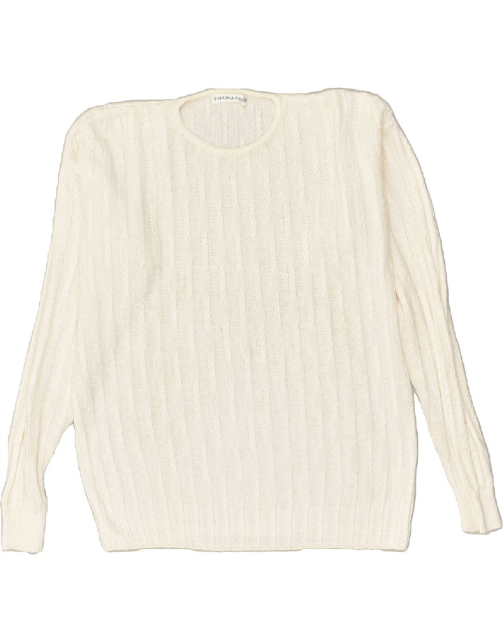 MALINA WONG Womens Oversized Crew Neck Jumper Sweater EU 42 Large White | Vintage Malina Wong | Thrift | Second-Hand Malina Wong | Used Clothing | Messina Hembry 