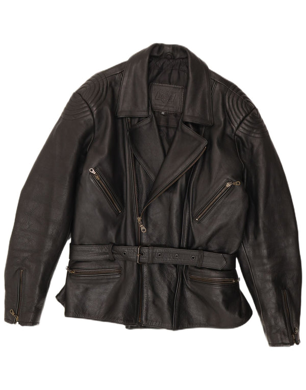 Мужская кожаная байкерская куртка Louis UK 42 XL черная кожа