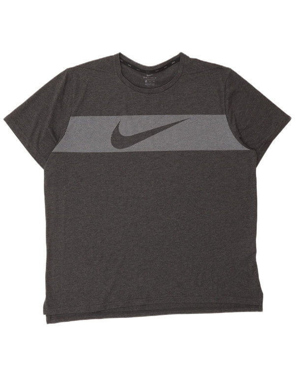 Мужская футболка NIKE Dri Fit с графическим рисунком, размер 2XL, серый хлопок в тонкую полоску