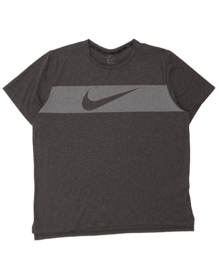 Мужская футболка NIKE Dri Fit с графическим рисунком, размер 2XL, серый хлопок в тонкую полоску
