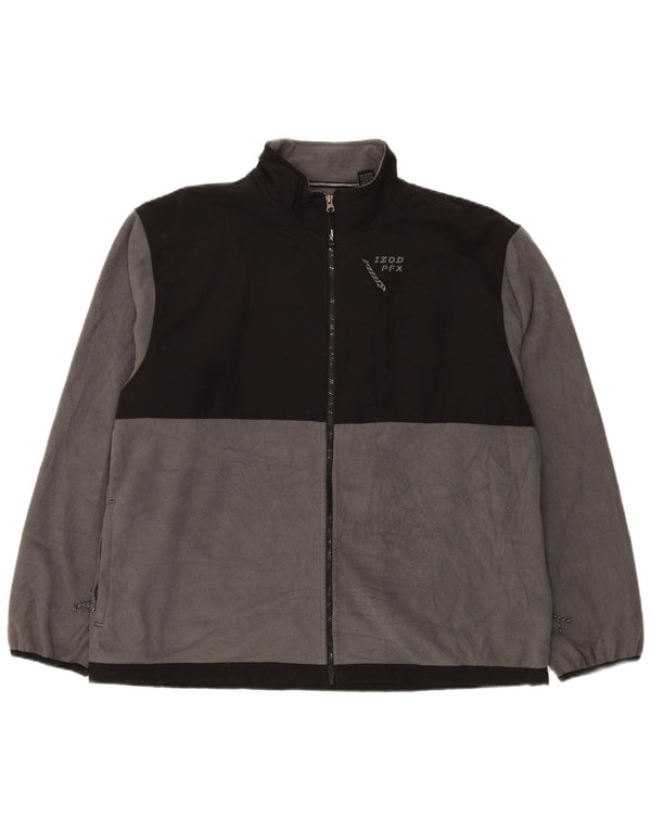 Мужская флисовая куртка IZOD UK 44 2XL серая, полиэстер с цветными блоками