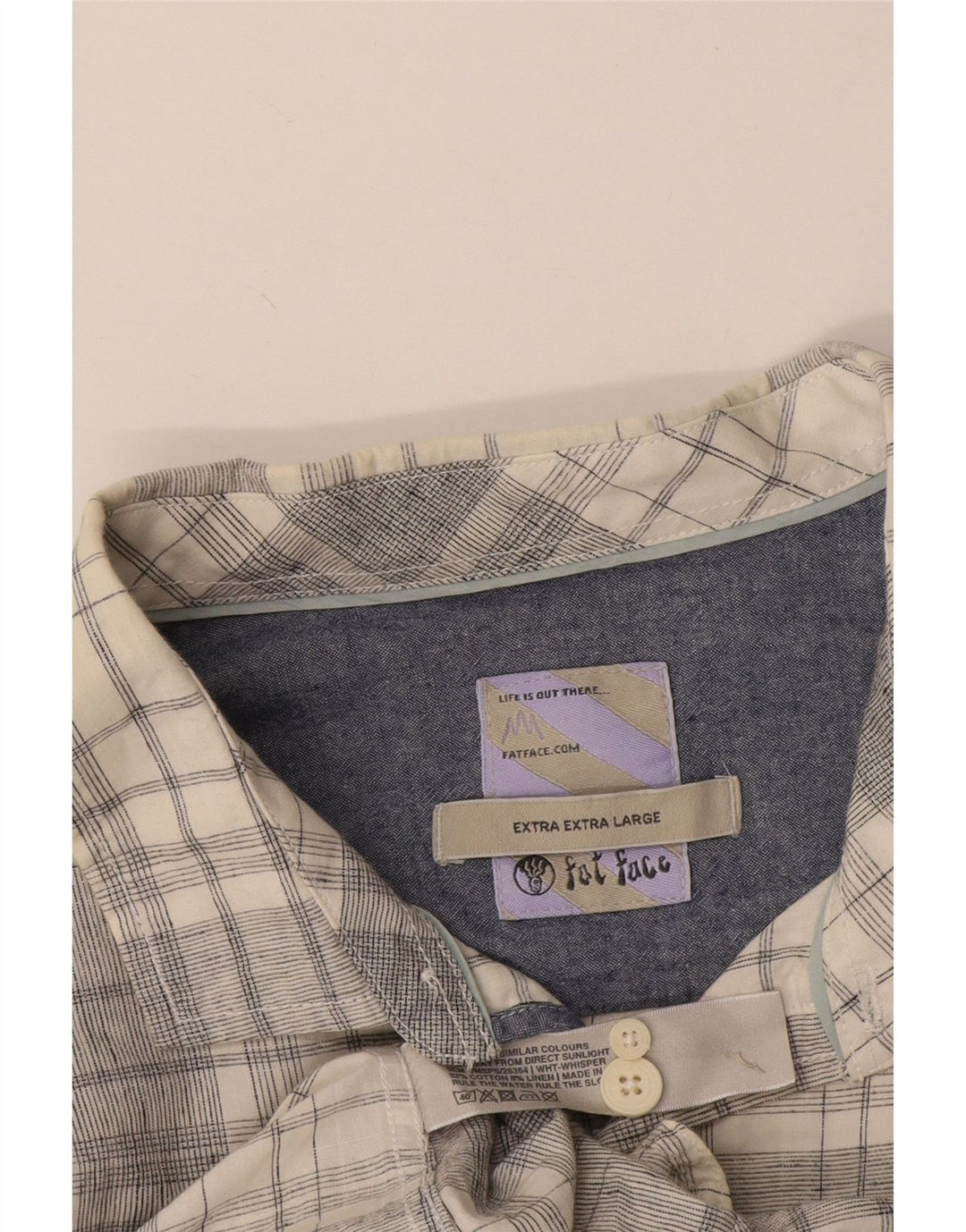 Мужская рубашка с коротким рукавом Fat Face 2XL, хлопковая серая клетка