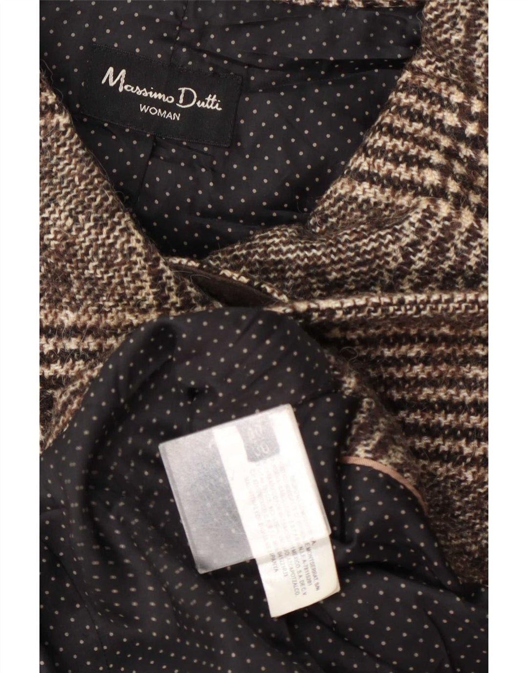 Massimo Dutti Женское двубортное пальто EU 40 Средне-коричневый с узором «гусиные лапки»