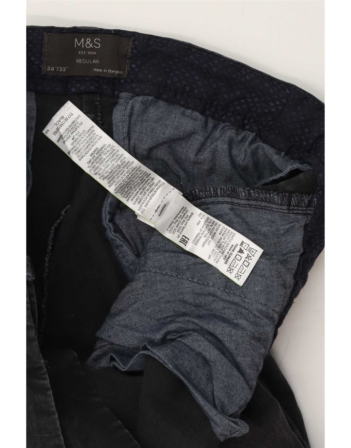 Мужские брюки-чиносы Marks & Spencer стандартного размера W34 L33, черные, хлопковые