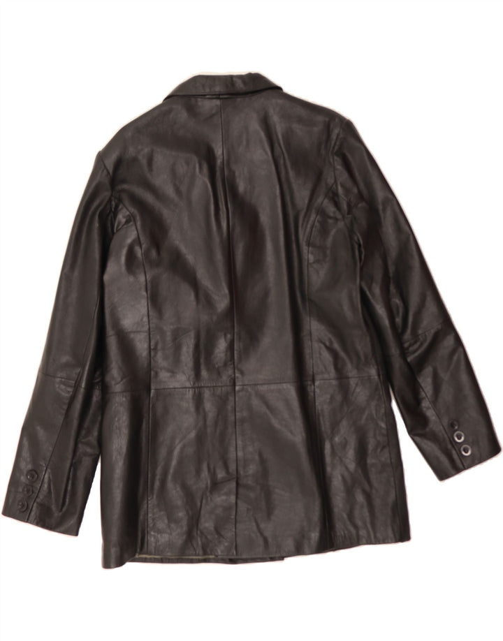 CLASSICS Womens Modern Leather Coat UK 16 Large Black Leather Vintage Classics and Second-Hand Classics from Messina Hembry 