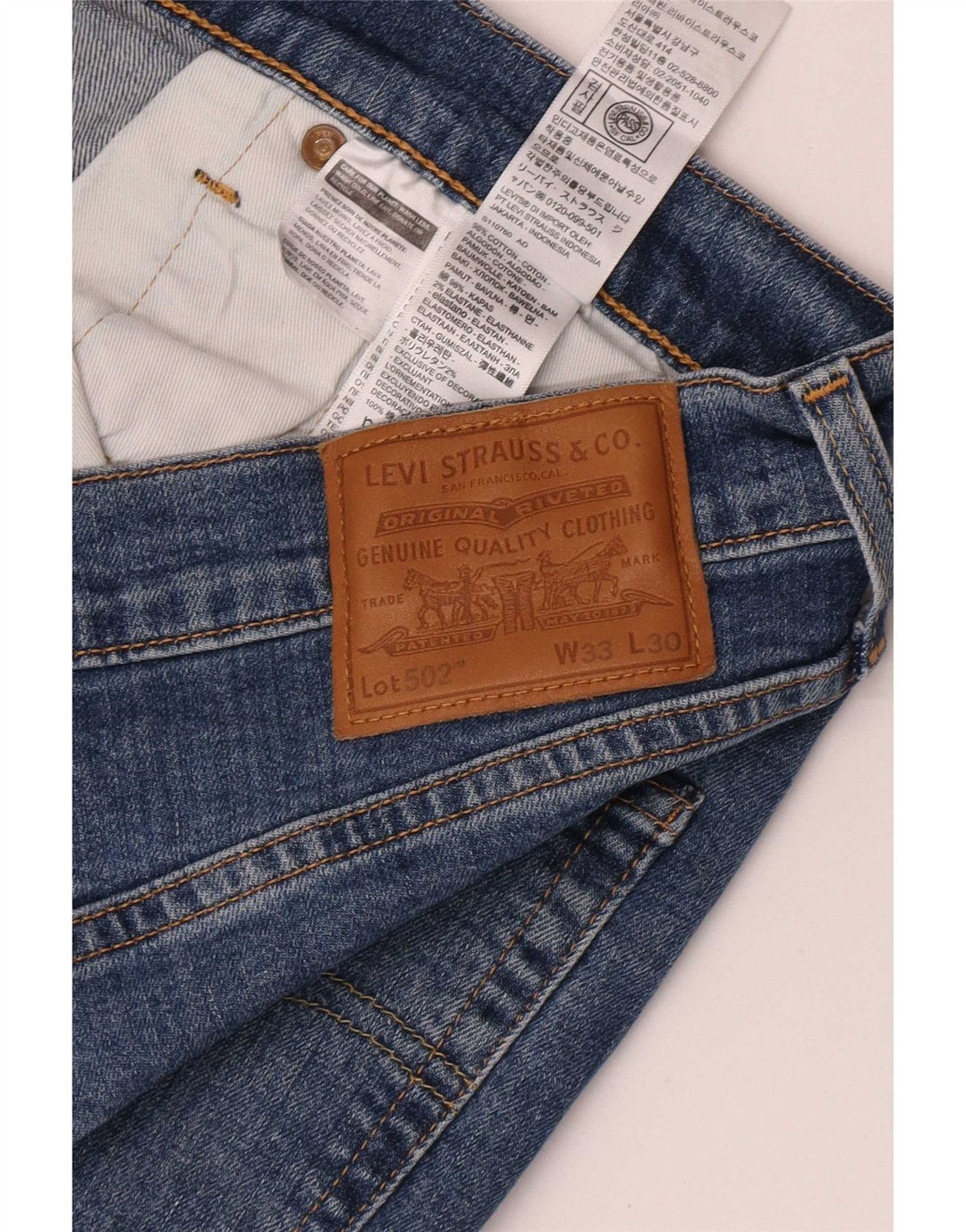 Мужские зауженные джинсы Levi's 502 W33 L30 синие, хлопок