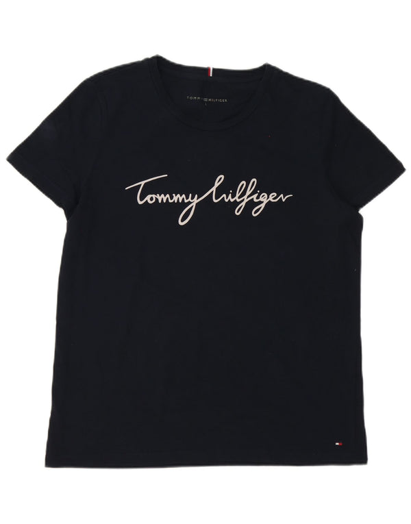 Женская футболка с рисунком Tommy Hilfiger Top UK 16, большой размер, темно-синий, хлопок