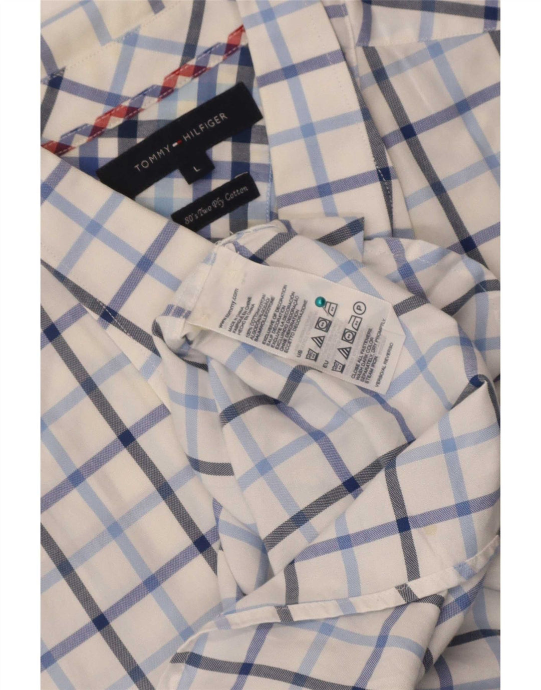 Мужская рубашка с коротким рукавом Tommy Hilfiger, большая белая хлопковая клетка