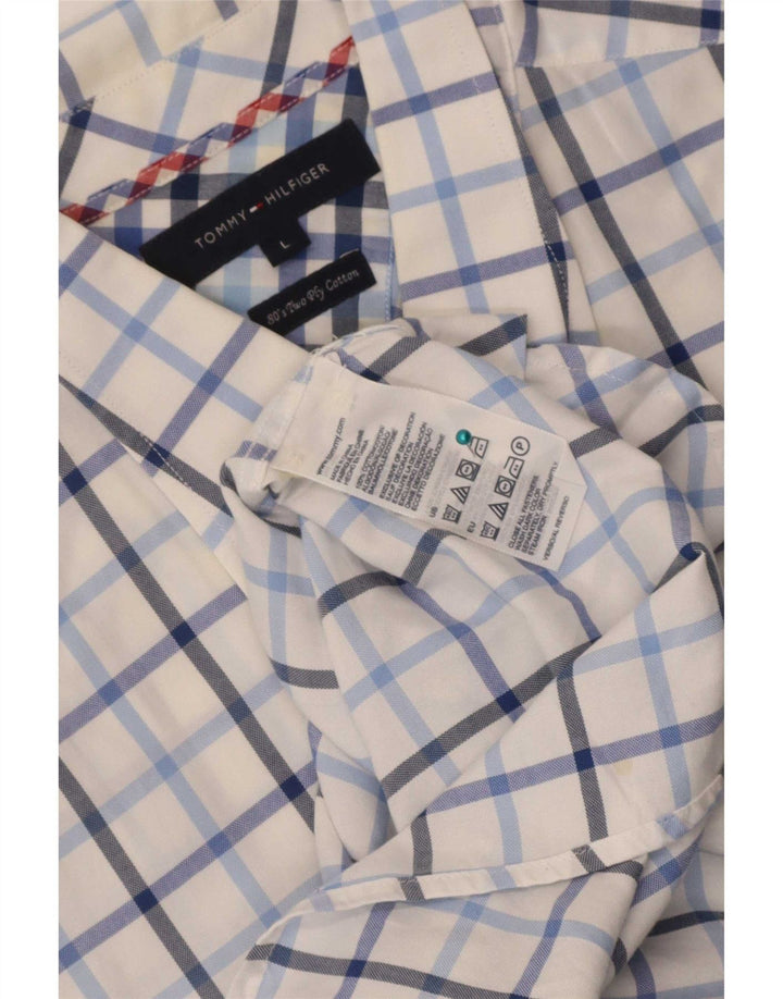 Мужская рубашка с коротким рукавом Tommy Hilfiger, большая белая хлопковая клетка