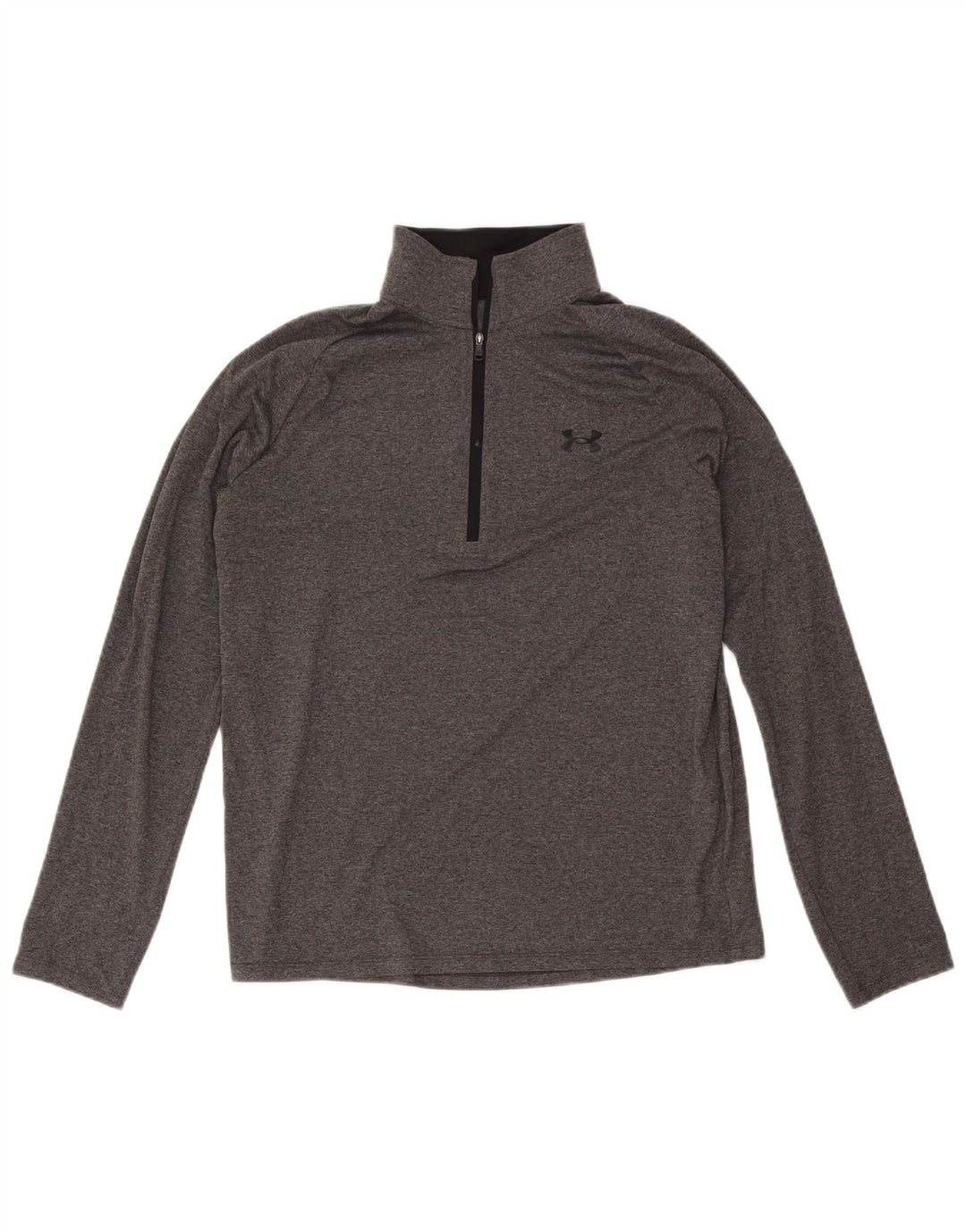 Мужской топ с воротником на молнии и длинными рукавами Under Armour, средний серый полиэстер