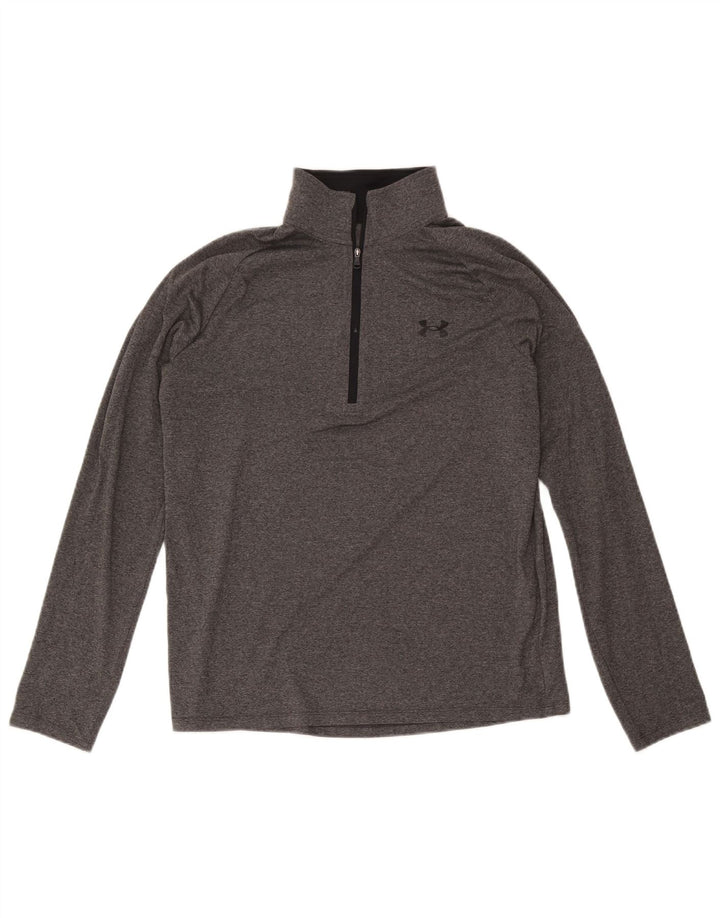 Мужской топ с воротником на молнии и длинными рукавами Under Armour, средний серый полиэстер