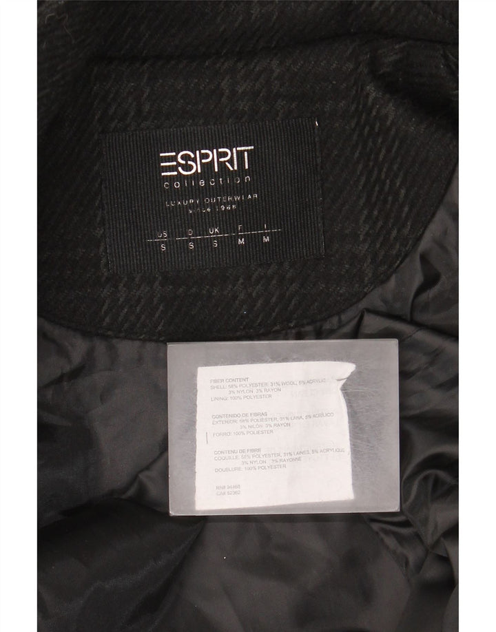 Женское пальто с капюшоном Esprit UK 10, маленькое черное полиэстер с узором «гусиные лапки»