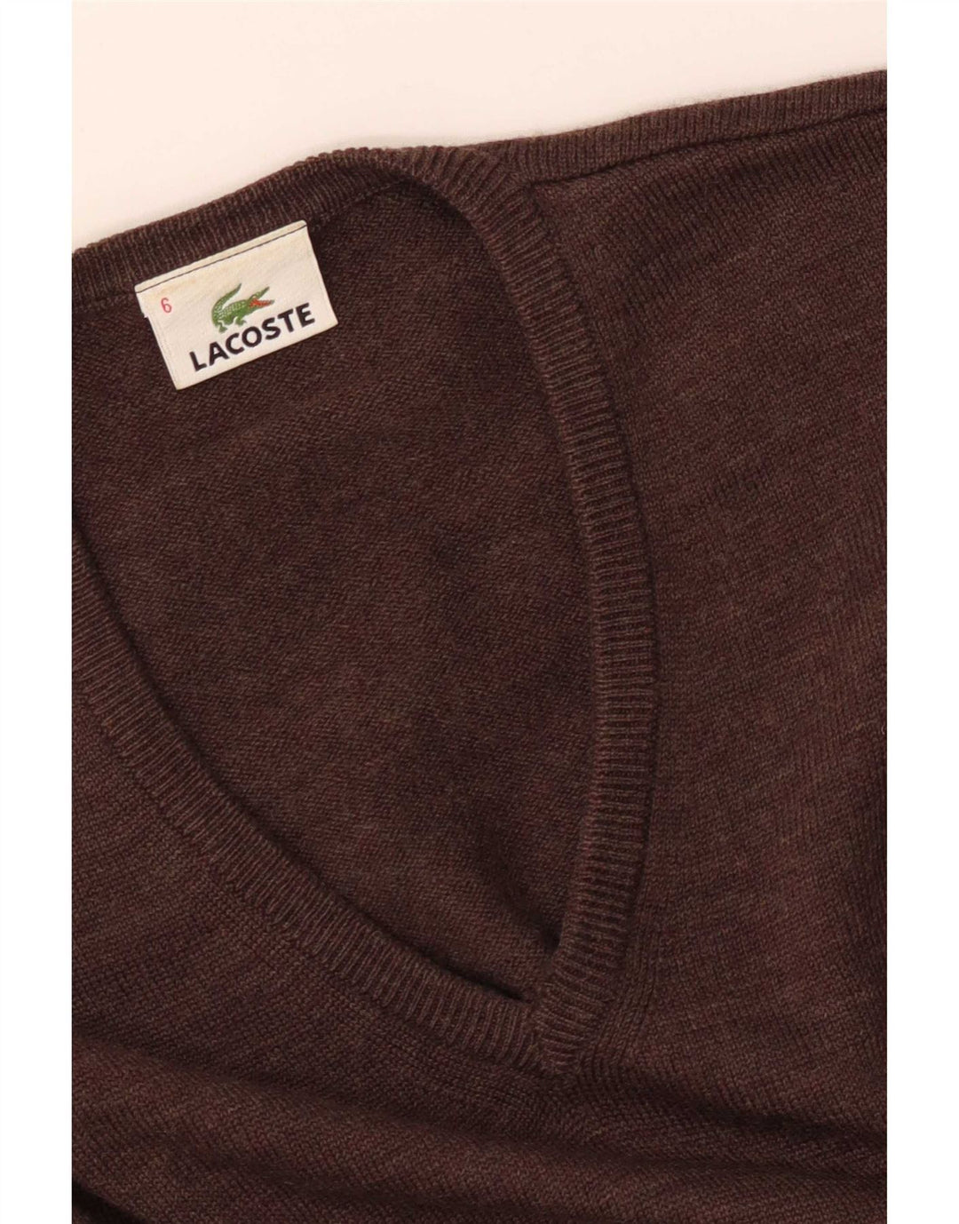 Мужской джемпер с v-образным вырезом Lacoste, размер 6 XL, коричневый