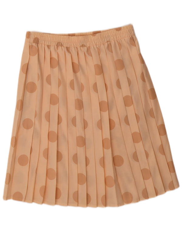 Винтажная женская плиссированная юбка-нож, Великобритания, 16, большая W32, розовый полиэстер в горошек