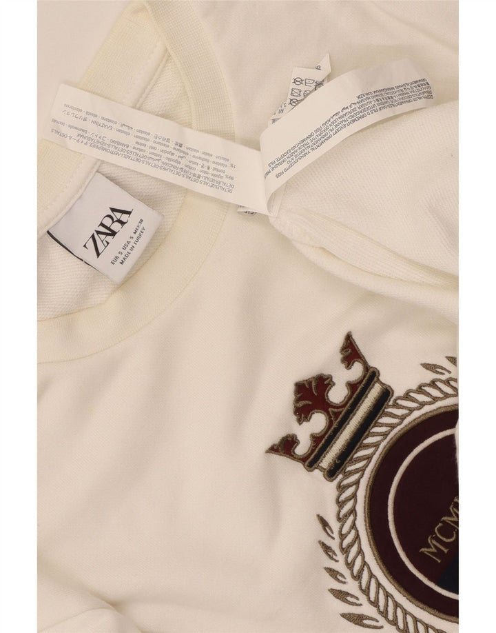 Мужской свитшот с рисунком Zara, маленький белый хлопковый джемпер