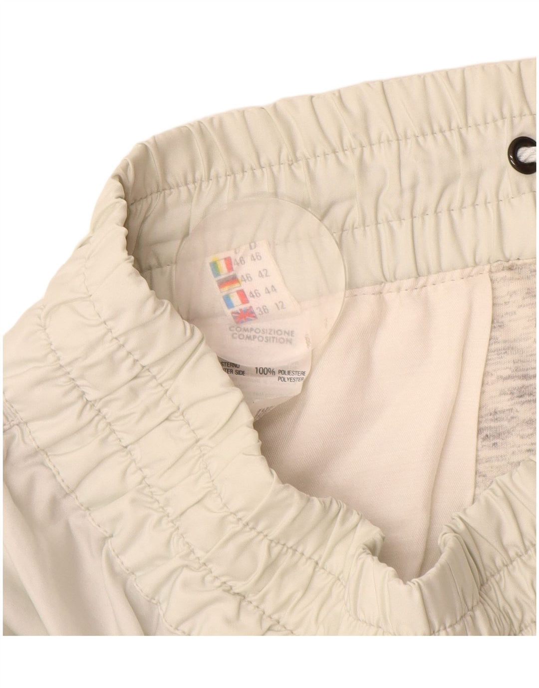 Винтажные женские брюки-ветровки UK 12, средний цвет из белого полиэстера