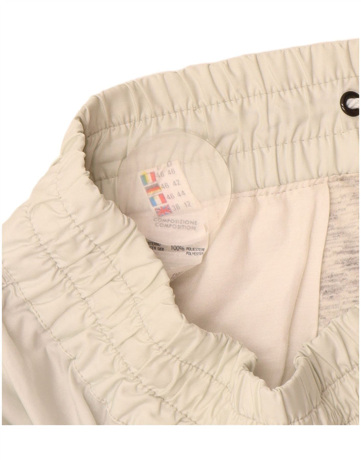 Винтажные женские брюки-ветровки UK 12, средний цвет из белого полиэстера