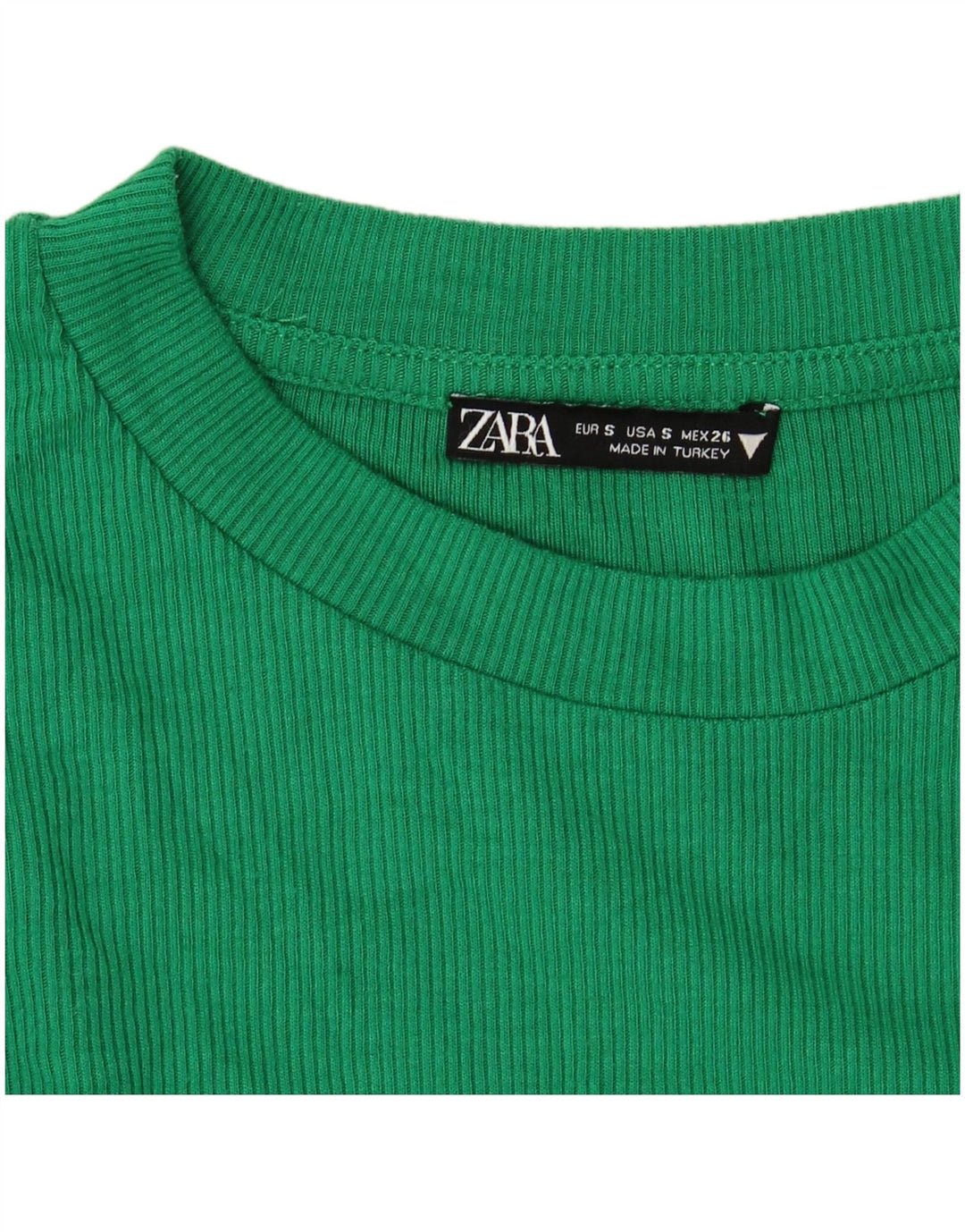ZARA Womens Crop Top Long Sleeve UK 8 Small Green