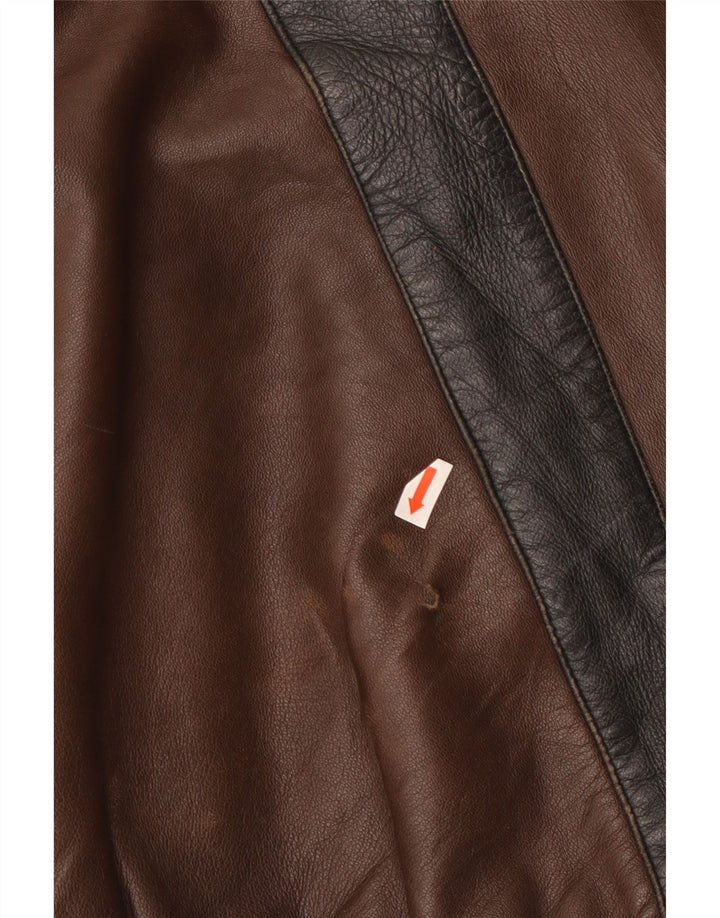 Винтажная мужская кожаная куртка IT 52 XL Коричневая кожаная