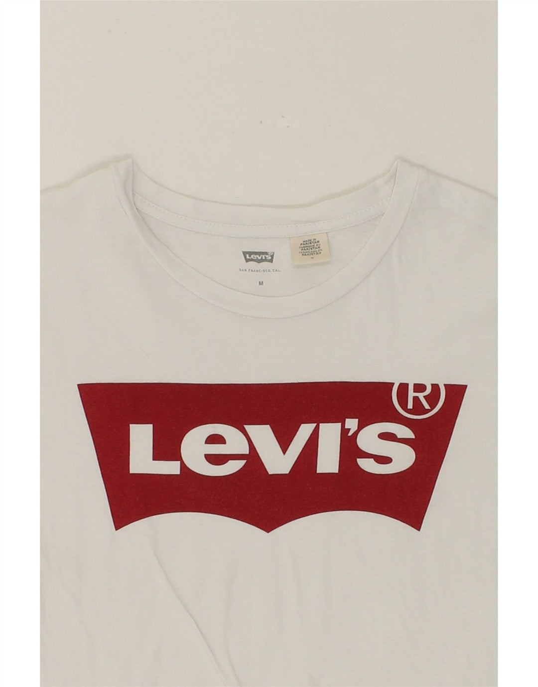 LEVI'S Womens Graphic T-Shirt Top UK 12 Medium White Cotton Vintage Levi's and Second-Hand Levi's from Messina Hembry 