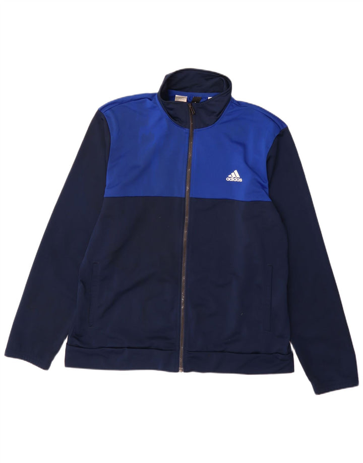 Мужская спортивная куртка Adidas, большая темно-синяя, с цветными блоками