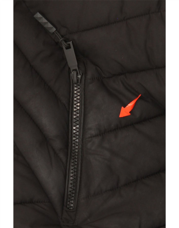 SUPERDRY Женское стеганое пальто UK 12, средний черный полиэстер