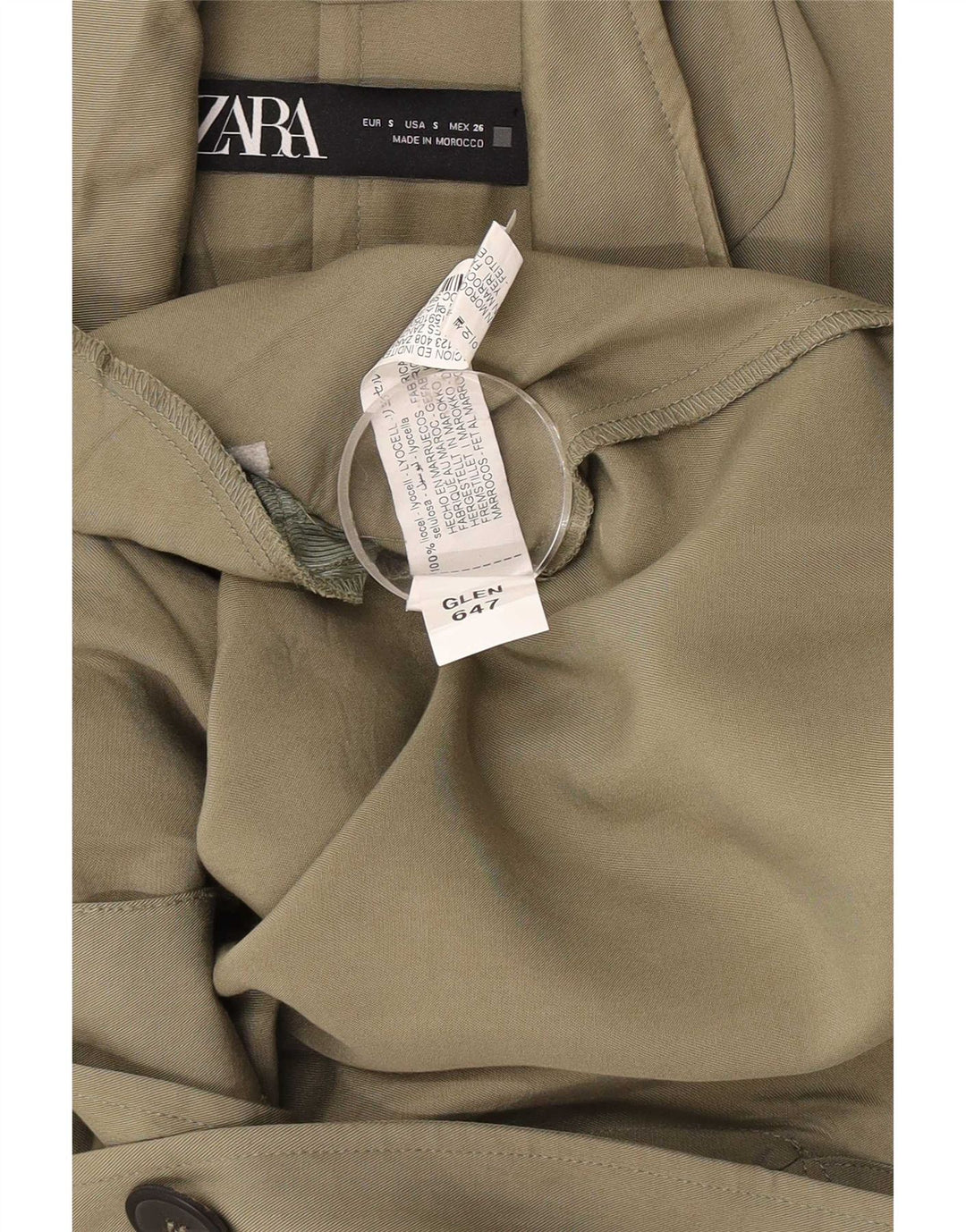 Zara Женское пальто оверсайз с 2 пуговицами UK 10, маленький, хаки, лиоцелл