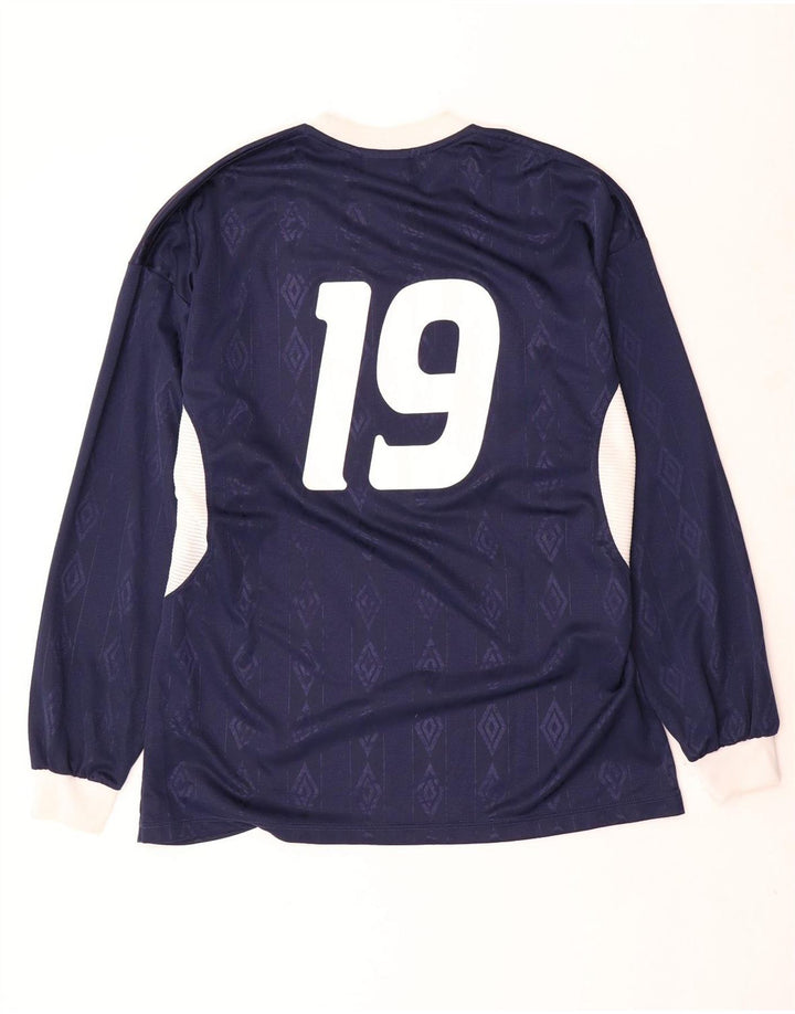 Мужской топ с рисунком Umbro, длинный рукав XL, темно-синий, полиэстер с геометрическим рисунком