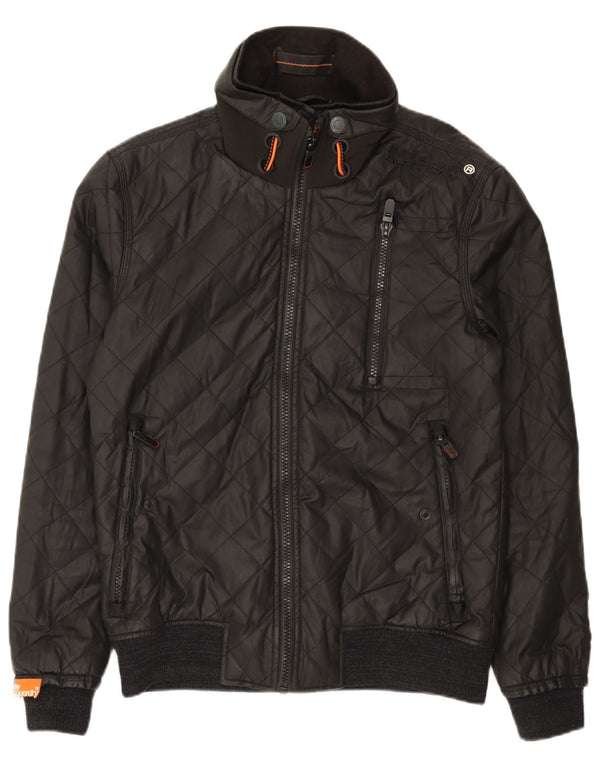 Мужской стеганый бомбер Superdry UK 40, большой черный нейлон