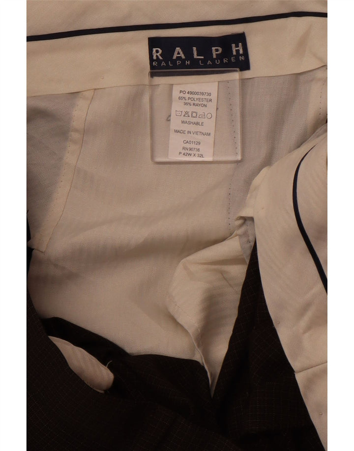 Мужские прямые костюмные брюки Ralph Lauren W42 L32 коричневые из полиэстера в клетку