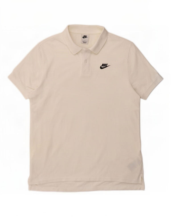 Nike Mens Polo Shirt Large White Cotton
