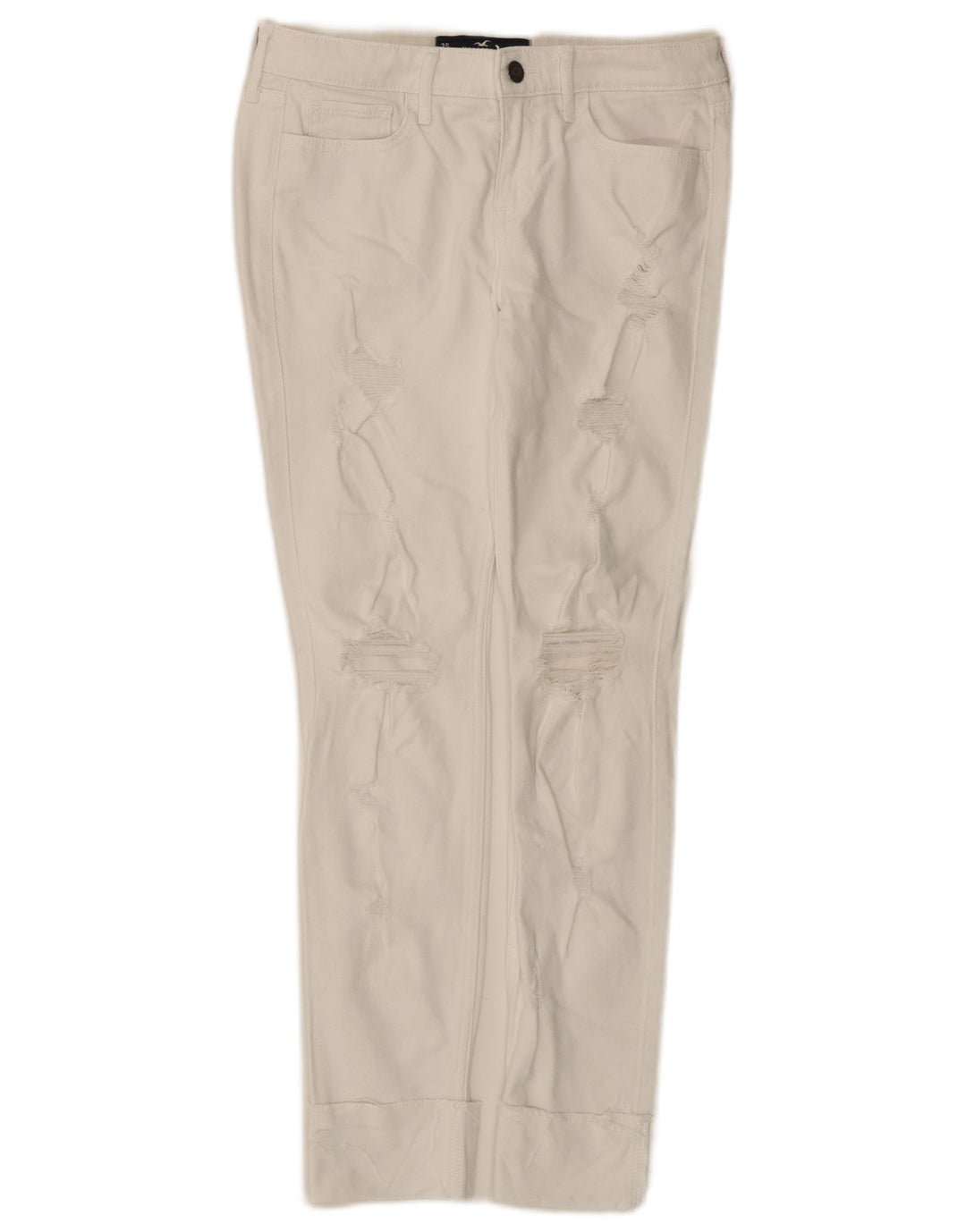 HOLLISTER Женские потертые джинсы скинни с низкой талией W26 L28 Белый хлопок